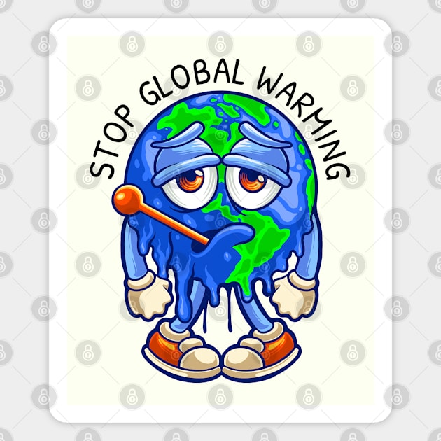 Stop Global Warming - Suffering Earth Magnet by Whimsical Frank